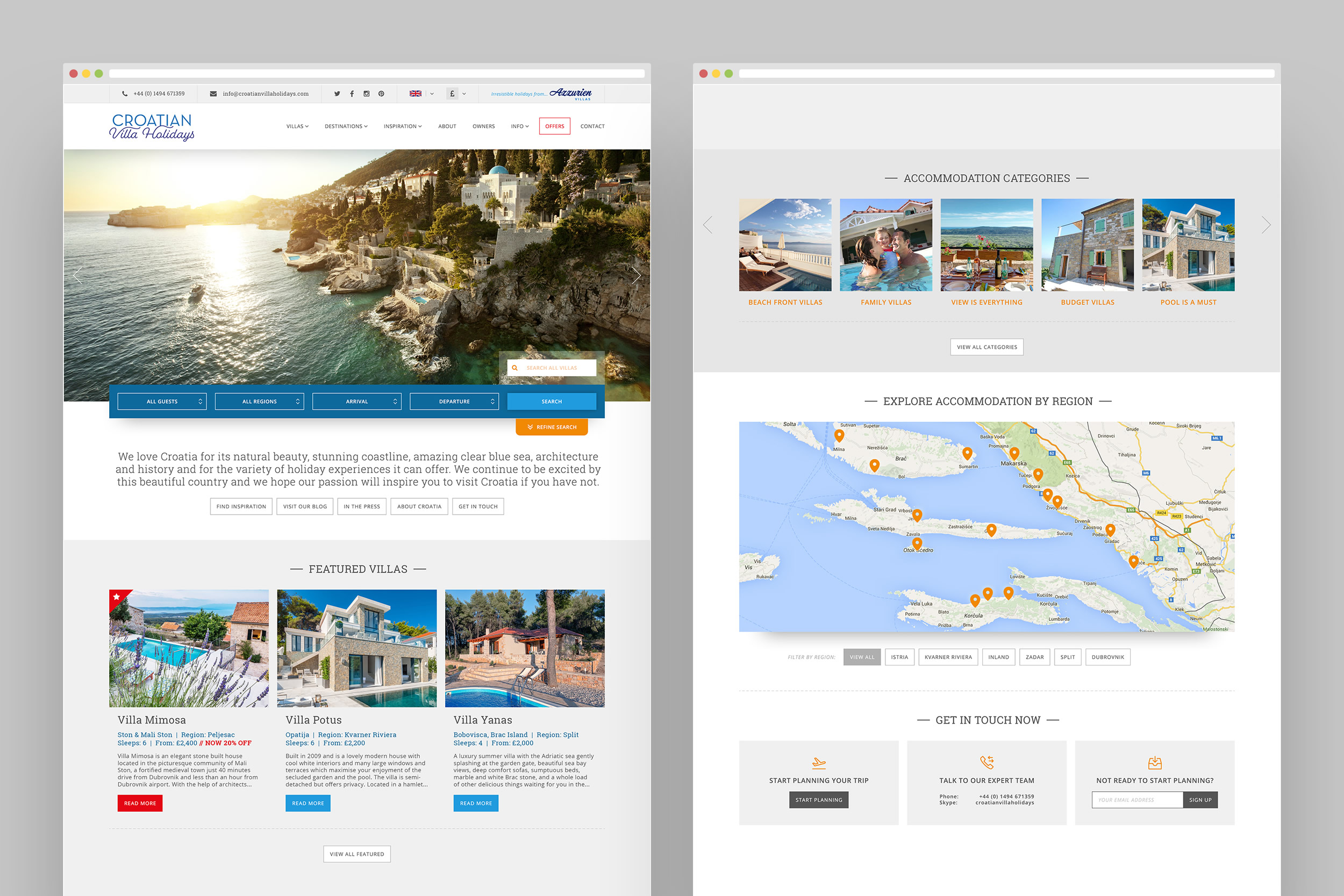 Croatia Villa Holidays website mock